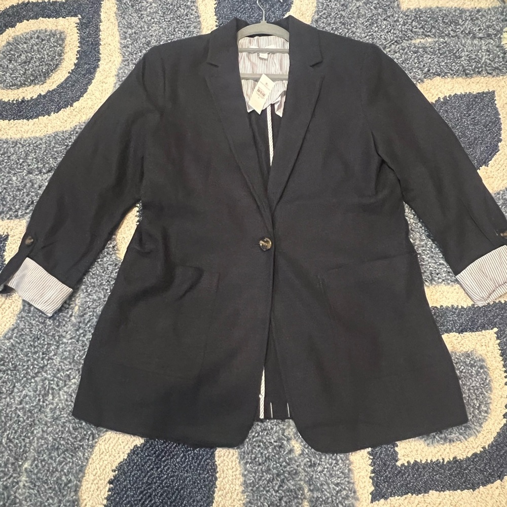 NWT Ann Taylor Midnight Blue Linen Blazer
